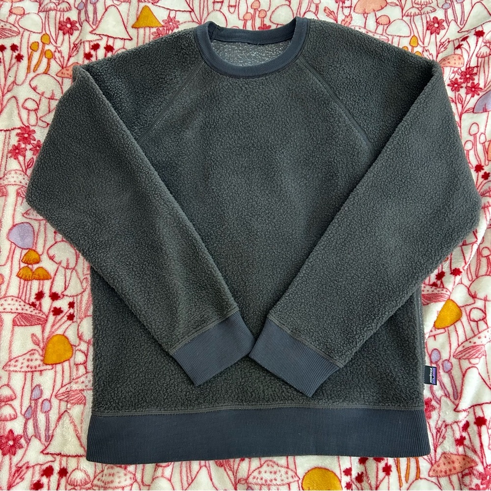 Patagonia Men’s XS Reversible Shearling Crew Regular Fit X-Ray Grey NWOT